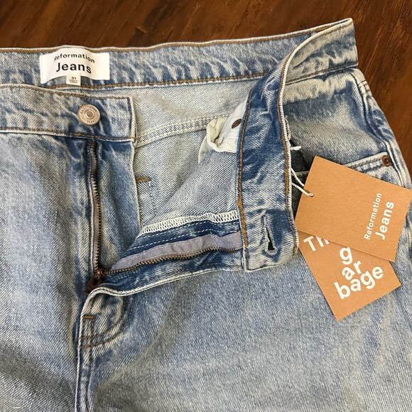 REFORMATION Cary Jeans Blue Rigid Denim LR Slouchy Wide Leg NWT - Picture 10 of 16